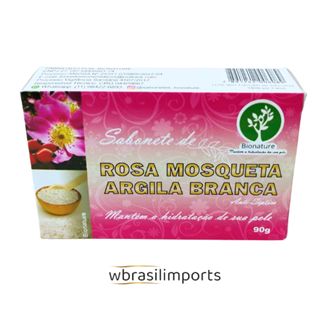 SABONETE  ROSA MOSQUETA ARGILA BRANCA  ANTI-SÉPTICO BARRA BIONATURE 90 G