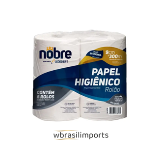 PAPEL HIGIÊNICO ROLÃO FARDO C/ 8 - 9CM x300M. CELULOSE VIRGEM BRANCO - NOBRE